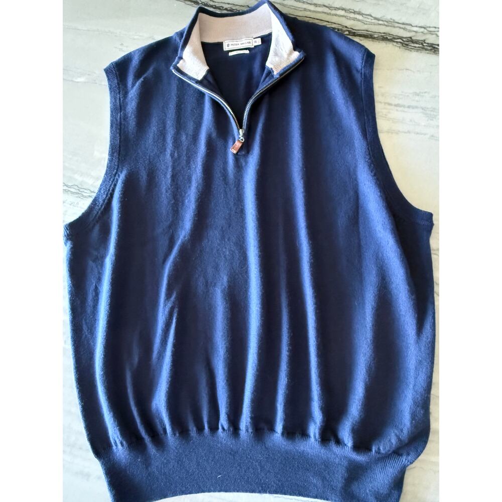 Peter Millar Merino Wool 1/4 Zip Navy XL Golf/Country Club/Business Casual Vest - Picture 2 of 9